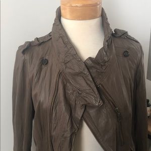 SOFT BROWN LEATHER MOTORCYCLE JACKET